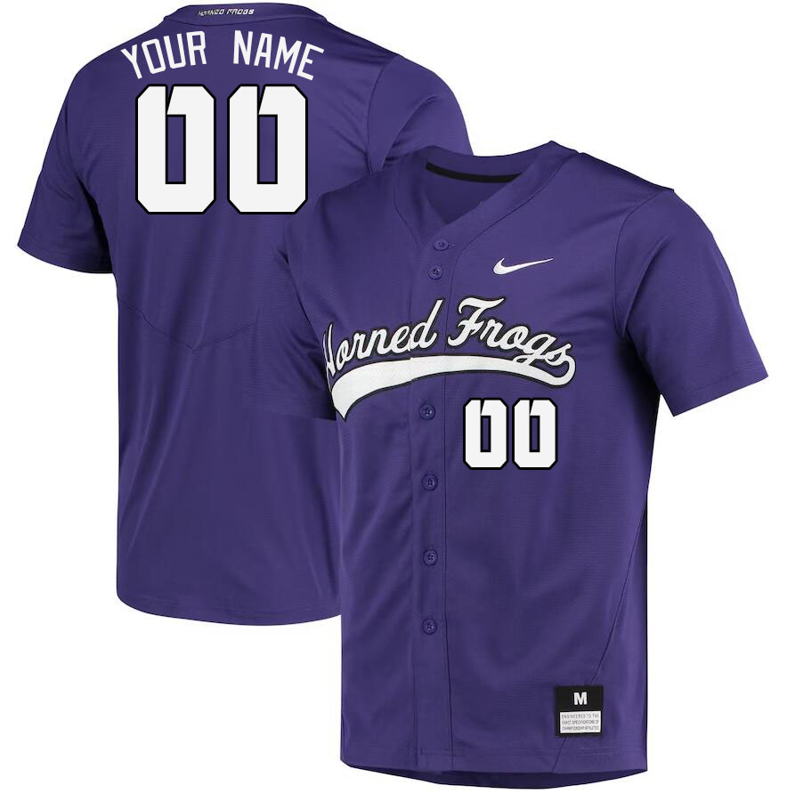 Custom TCU Horned Frogs Name And Number College Baseball Jersey Stitched-Purple - Click Image to Close